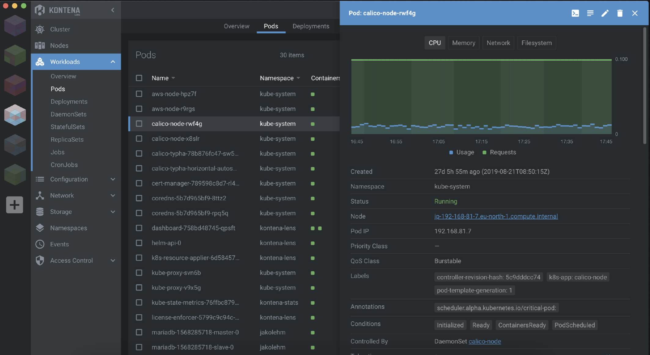 Container orchestration itself isn’t very “screenshot-able” so here is the brilliant open source GUI for it — Lens